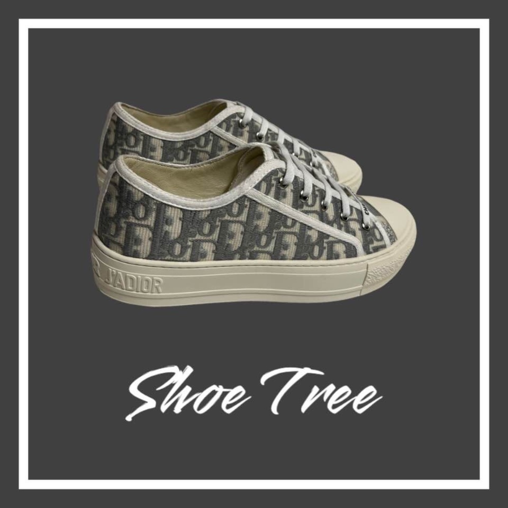 Dior Walk’N’Dior Knit Low Top Women Size 8 Cream Grey White